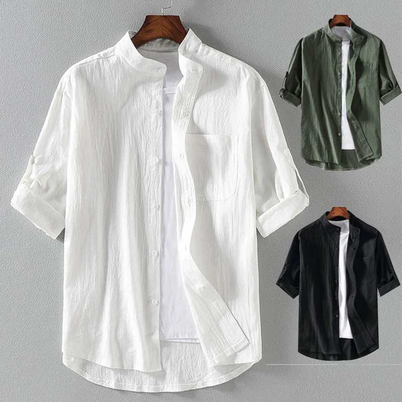 Spring-and-Summer-Stand-Collar-Five-point-Mid-sleeve-Fashionable-Men-s-Short-sleeved-Shirt-Seven.webp